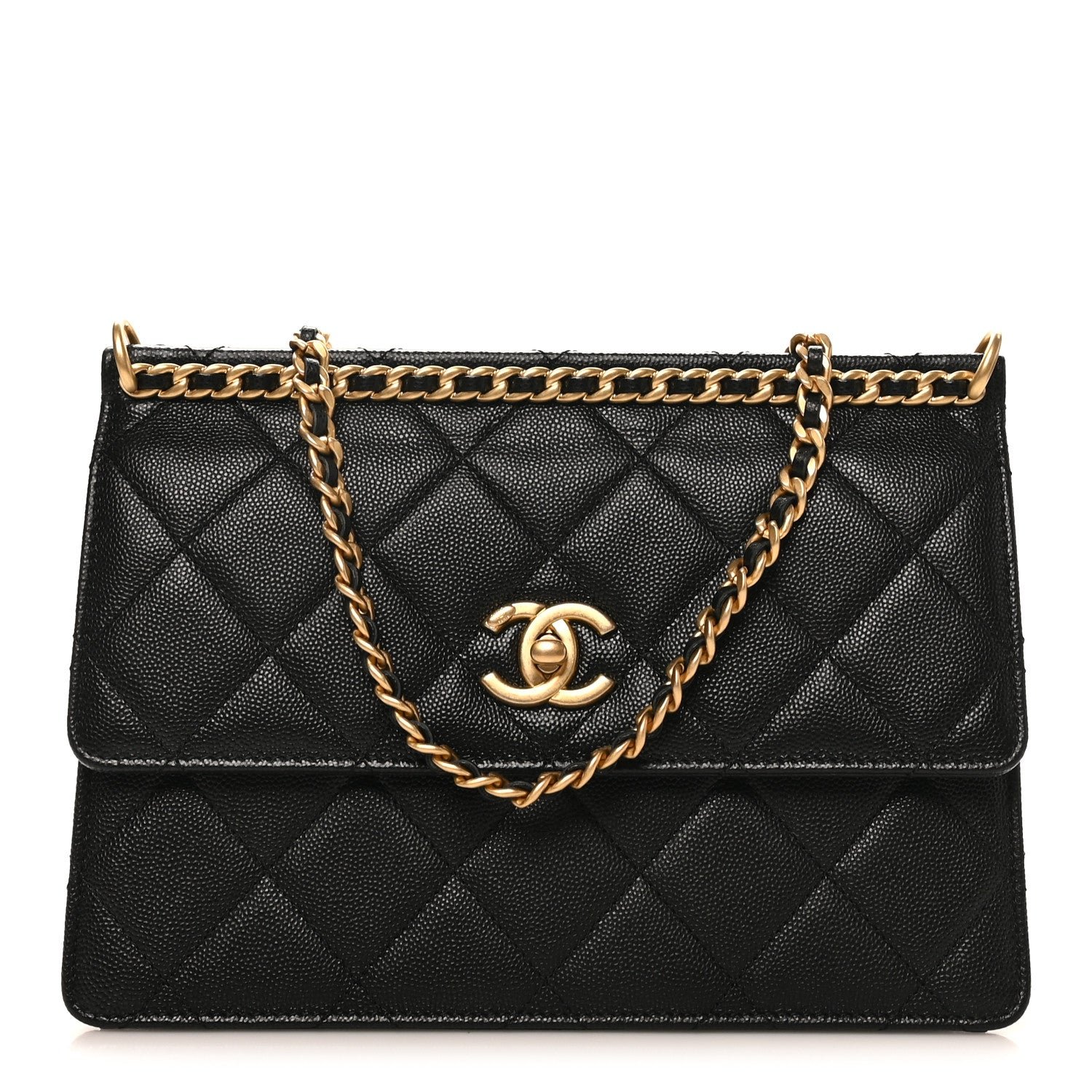 Chanel Caviar Quilted Chain Frame Flap Black