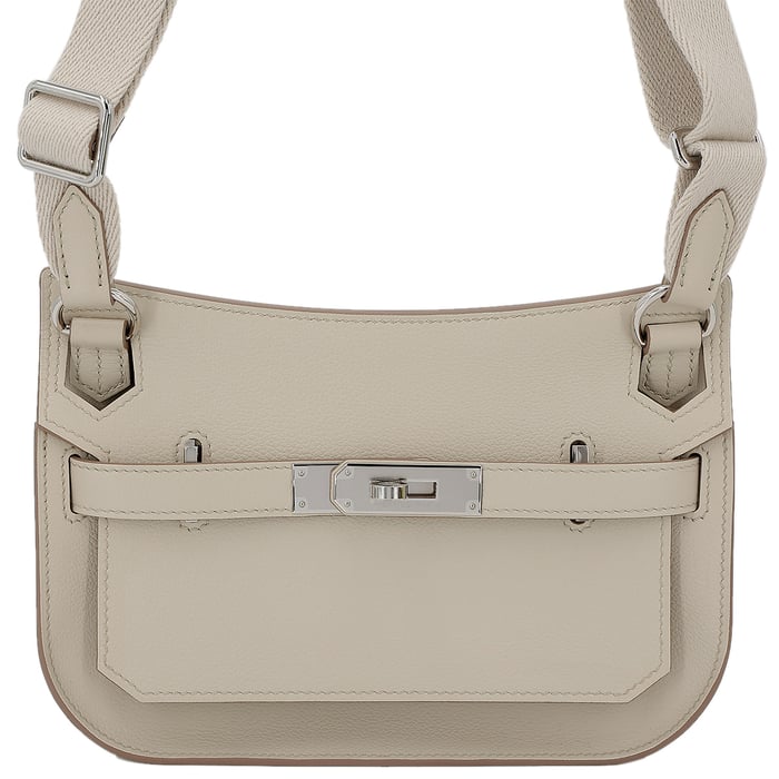 Hermes HERMÈS Jypsiere Mini shoulder bag in Beton Evercolor leather with Palladium hardware