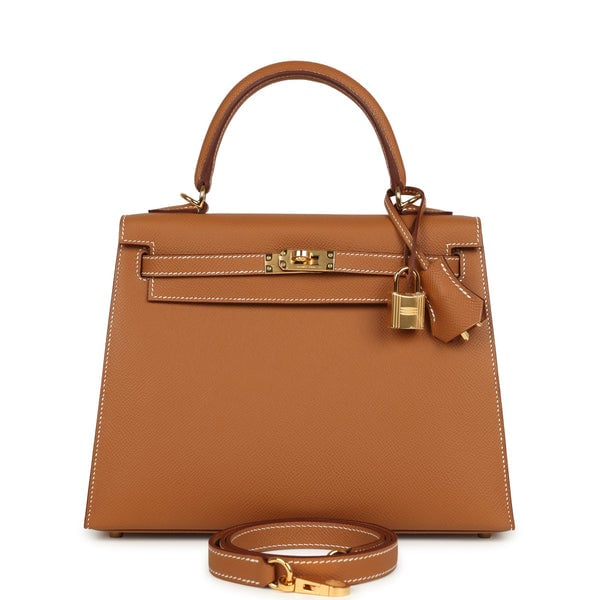 Hermes Hermes Kelly Sellier 25 Gold Epsom Gold Hardware