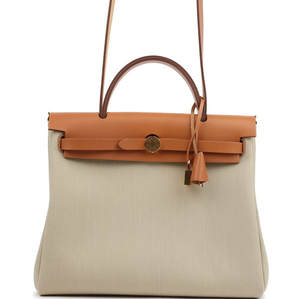Hermes Hermes Herbag Zip PM 31 Beton Toile H & Fauve Vache Hunter Gold Hardware
