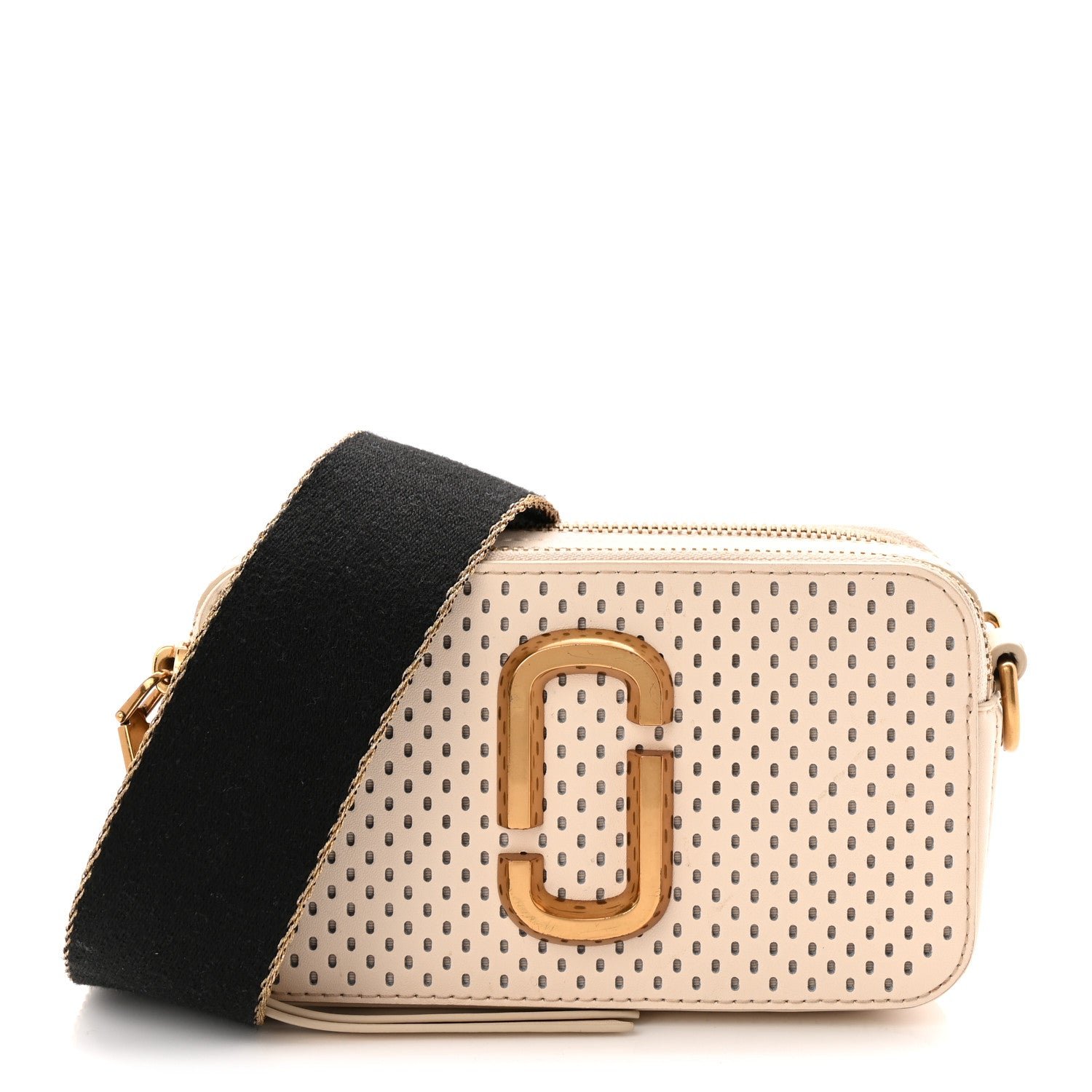 Marc Jacobs Perforated Calfskin Small Snapshot Camera Bag Tapioca