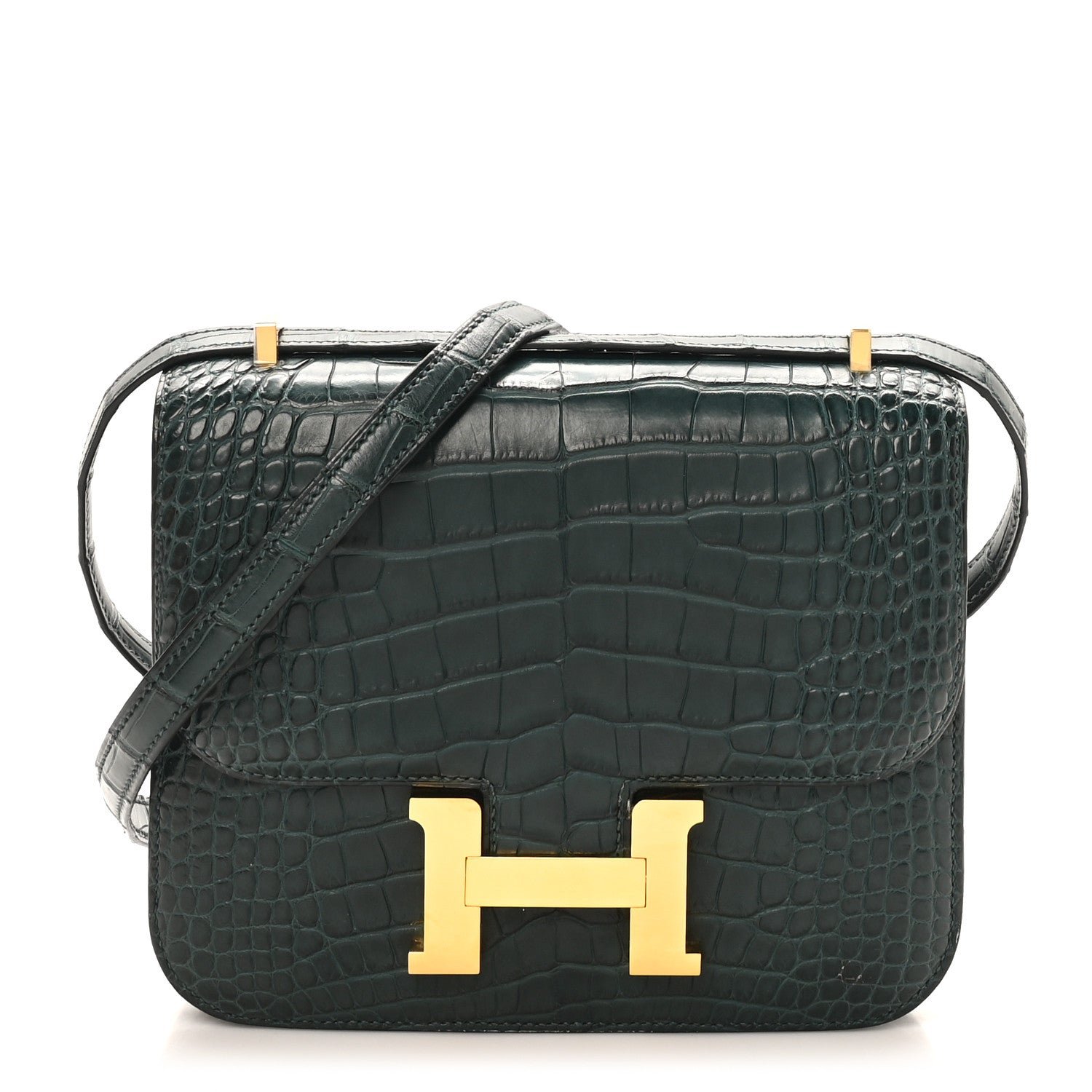 Hermes Hermes Matte Alligator Constance 18 Vert Cypress