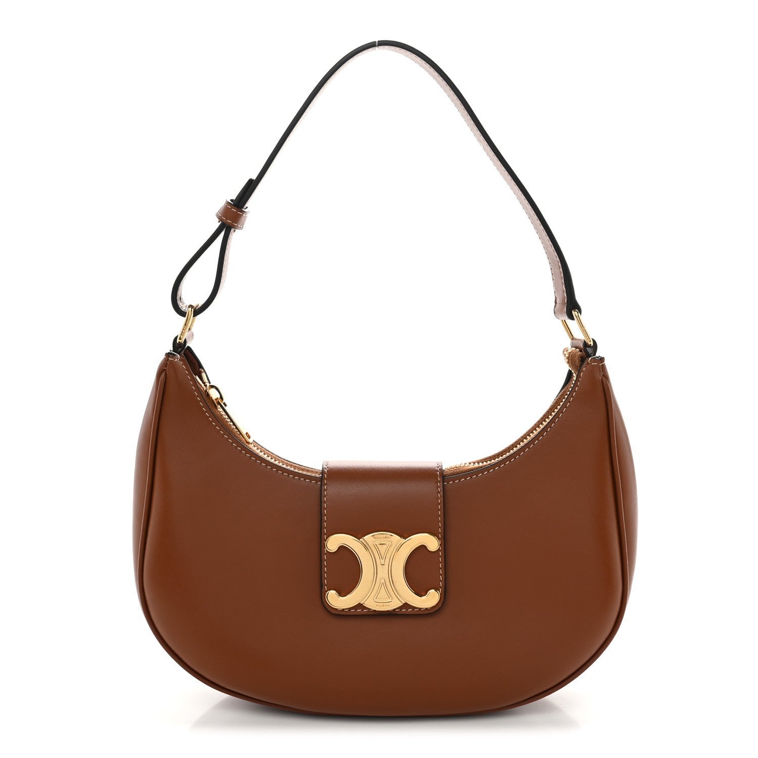 Celine Celine Smooth Calfskin Medium Strap Ava Triomphe Shoulder Bag Tan