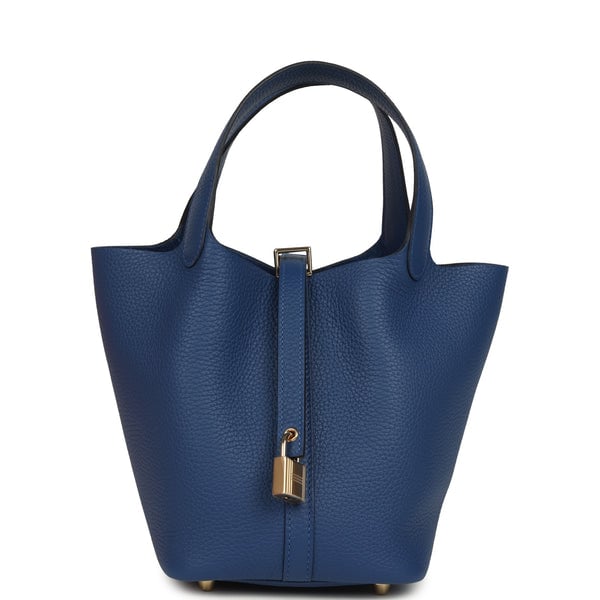 Hermes Hermes Picotin Lock 18 Bleu Tie Clemence Gold Hardware