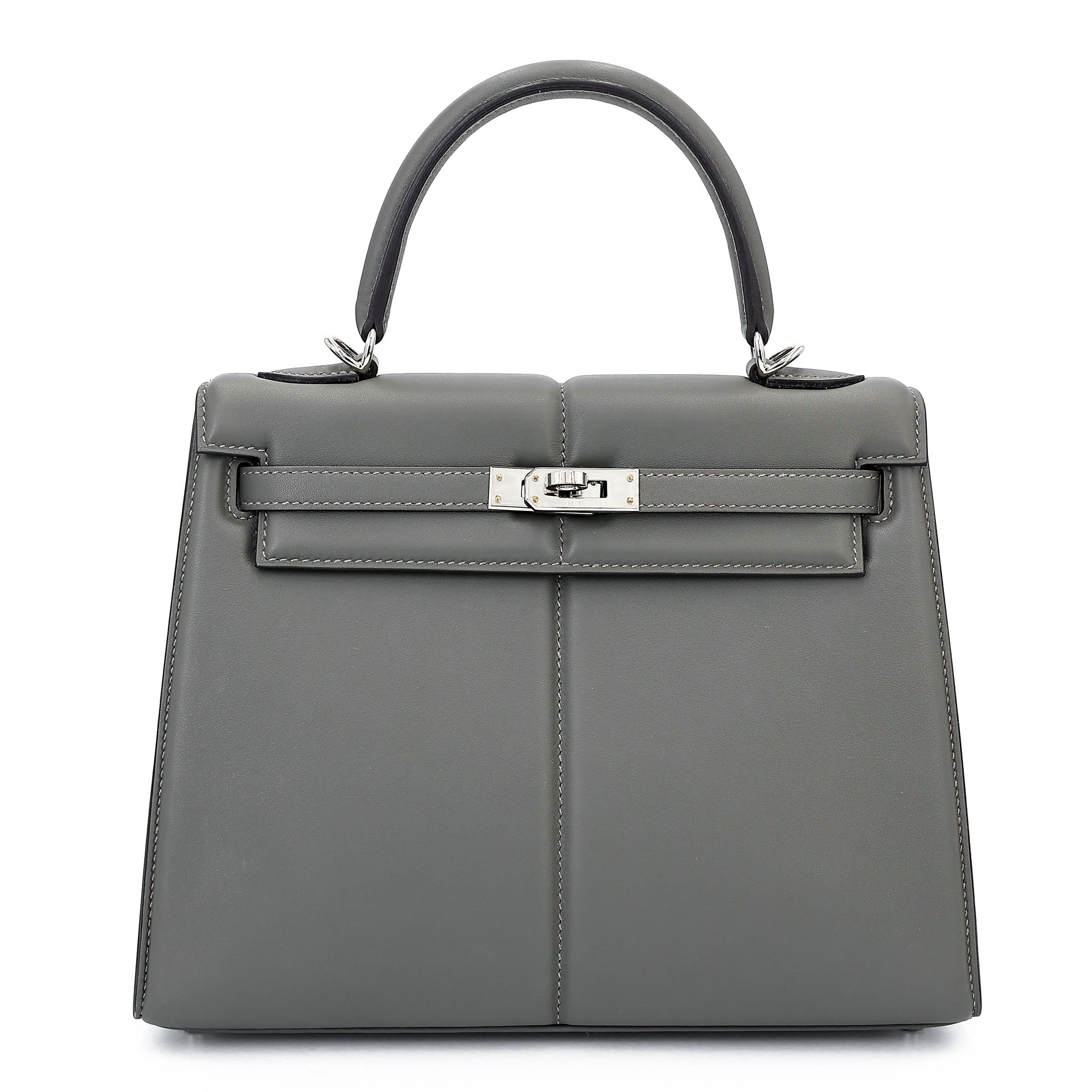 Hermes Excellent ( Rank SA ) HERMÈS Limited Edition Kelly 25 Padded  Sellier Gris Meyer (0L) Swift Palladium hardware B (2023)