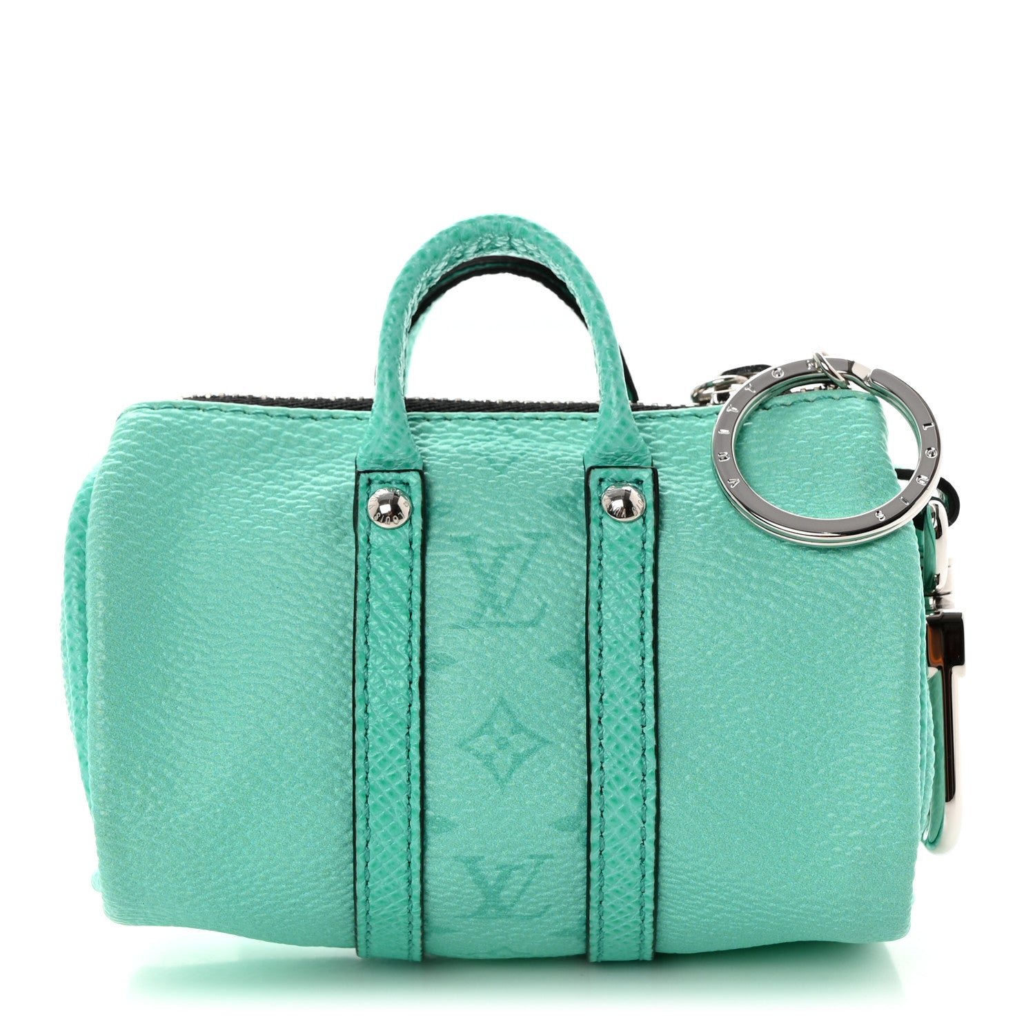 Louis Vuitton Monogram Mini Keepall Bag Charm Key Holder Turquoise