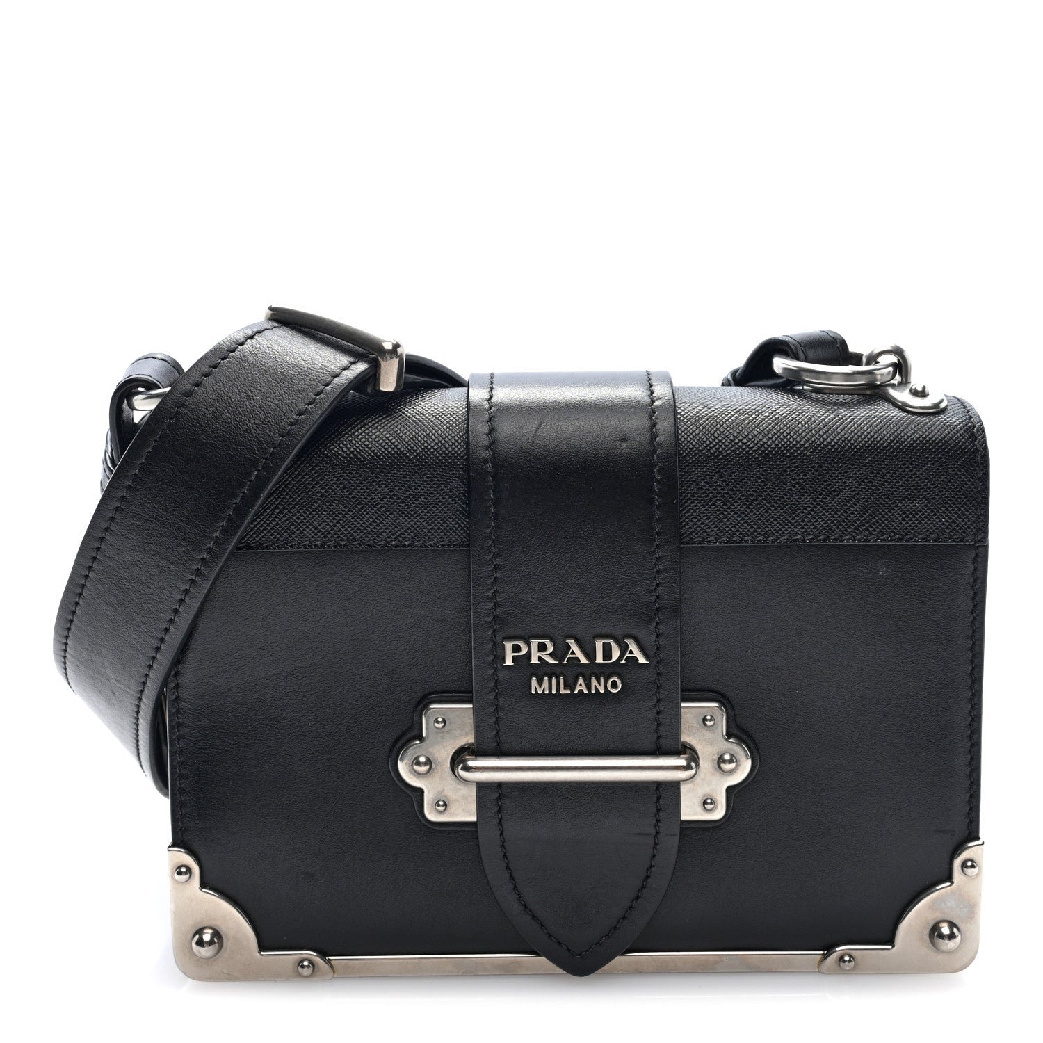 Prada City Calf Saffiano Cahier Bag Black
