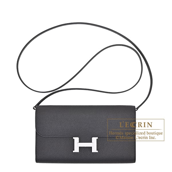 Hermes Constance Long To Go Black Epsom leather Silver hardware