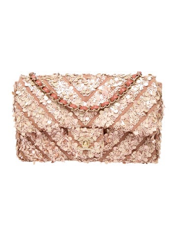 Medium Chevron Sequin Flap Bag