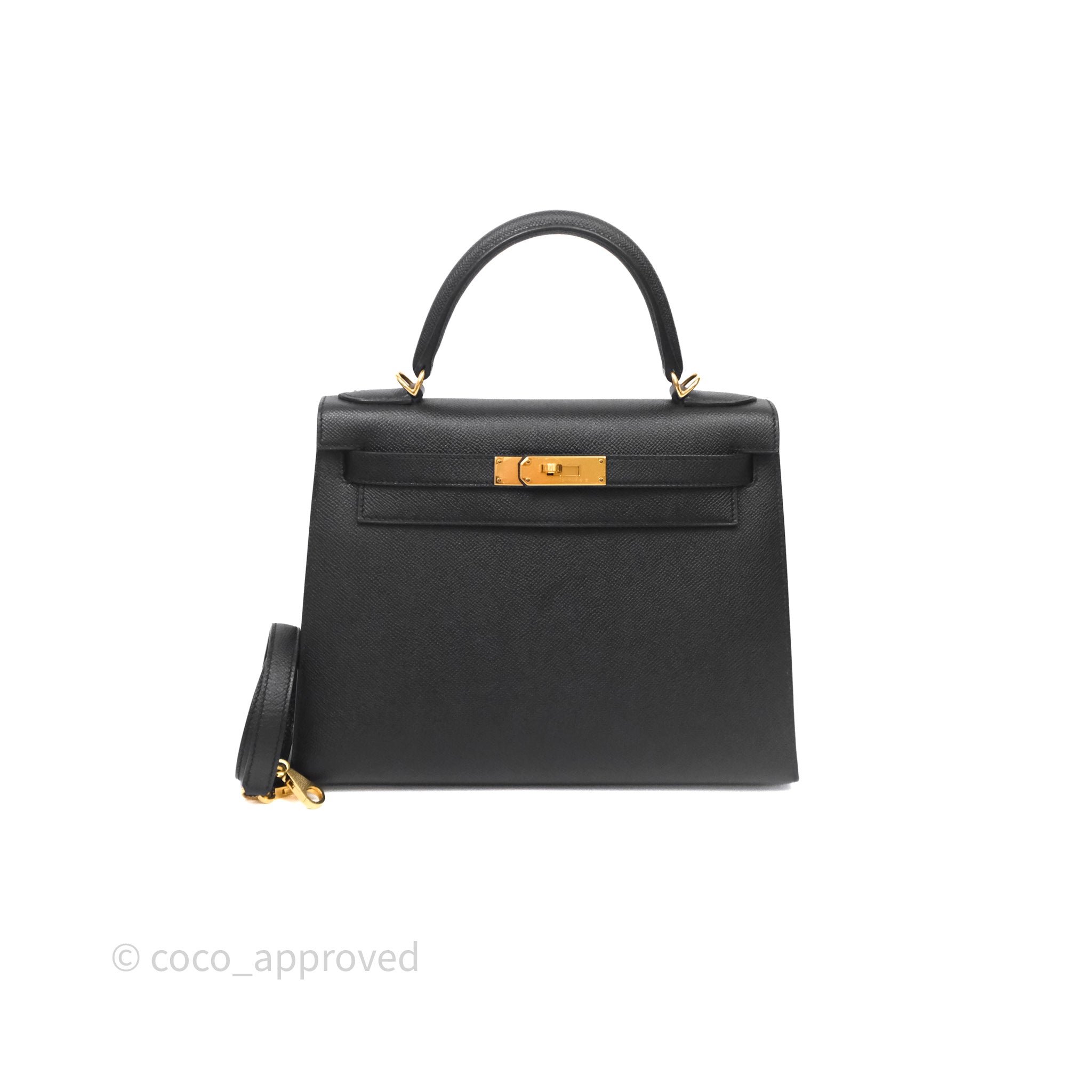 Hermès Kelly 28 Sellier Black Noir 89 Epsom Gold Hardware