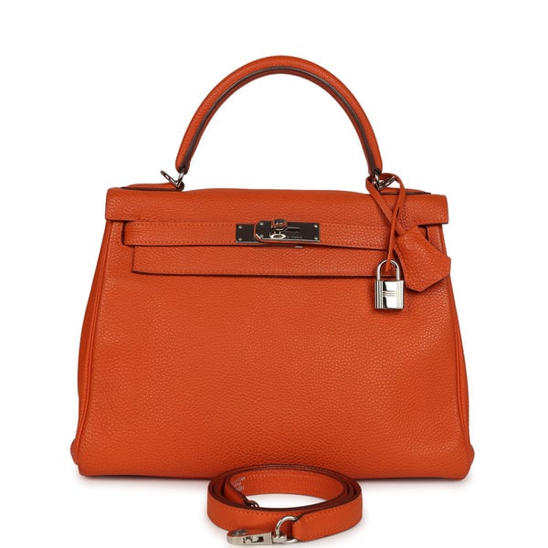 Hermes Pre-owned Hermes Kelly Retourne 28 Orange Togo Palladium Hardware