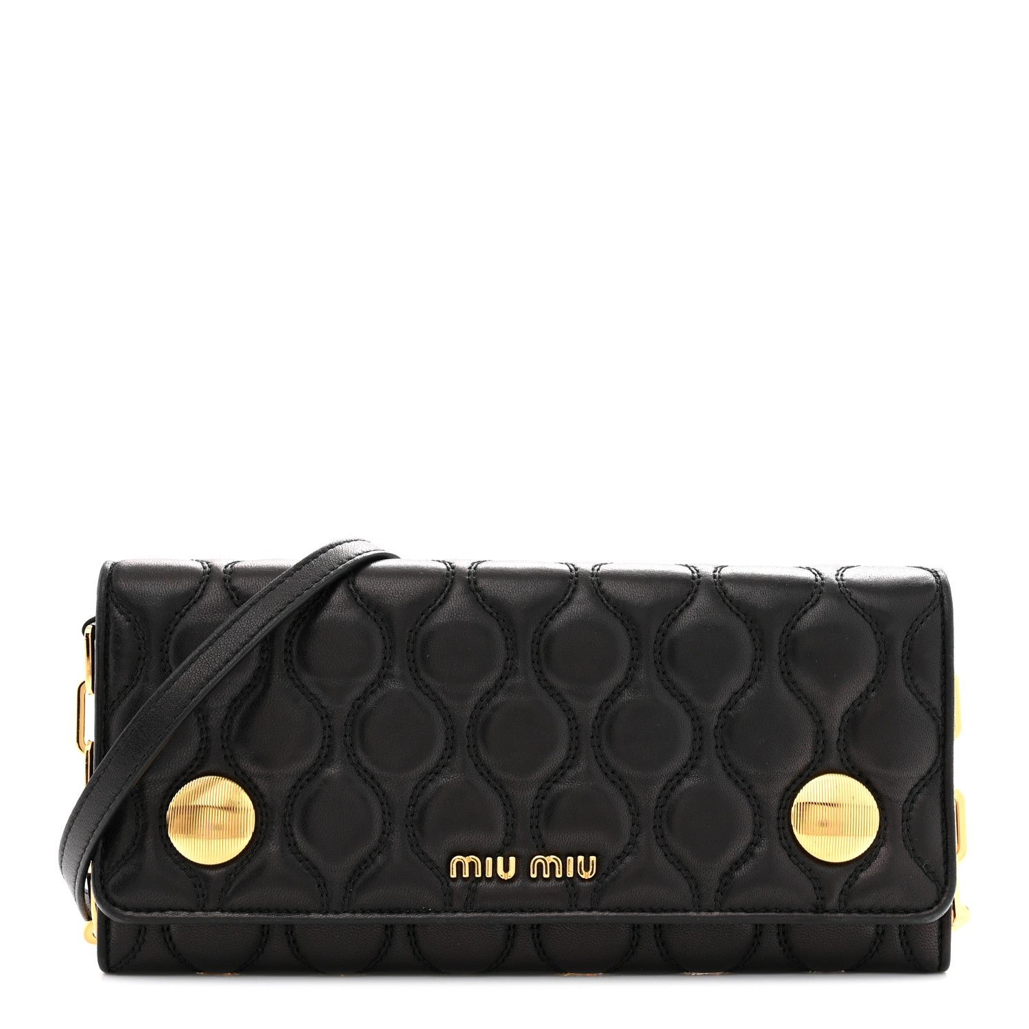 Miu Miu Nappa Padded Wallet On Chain Black