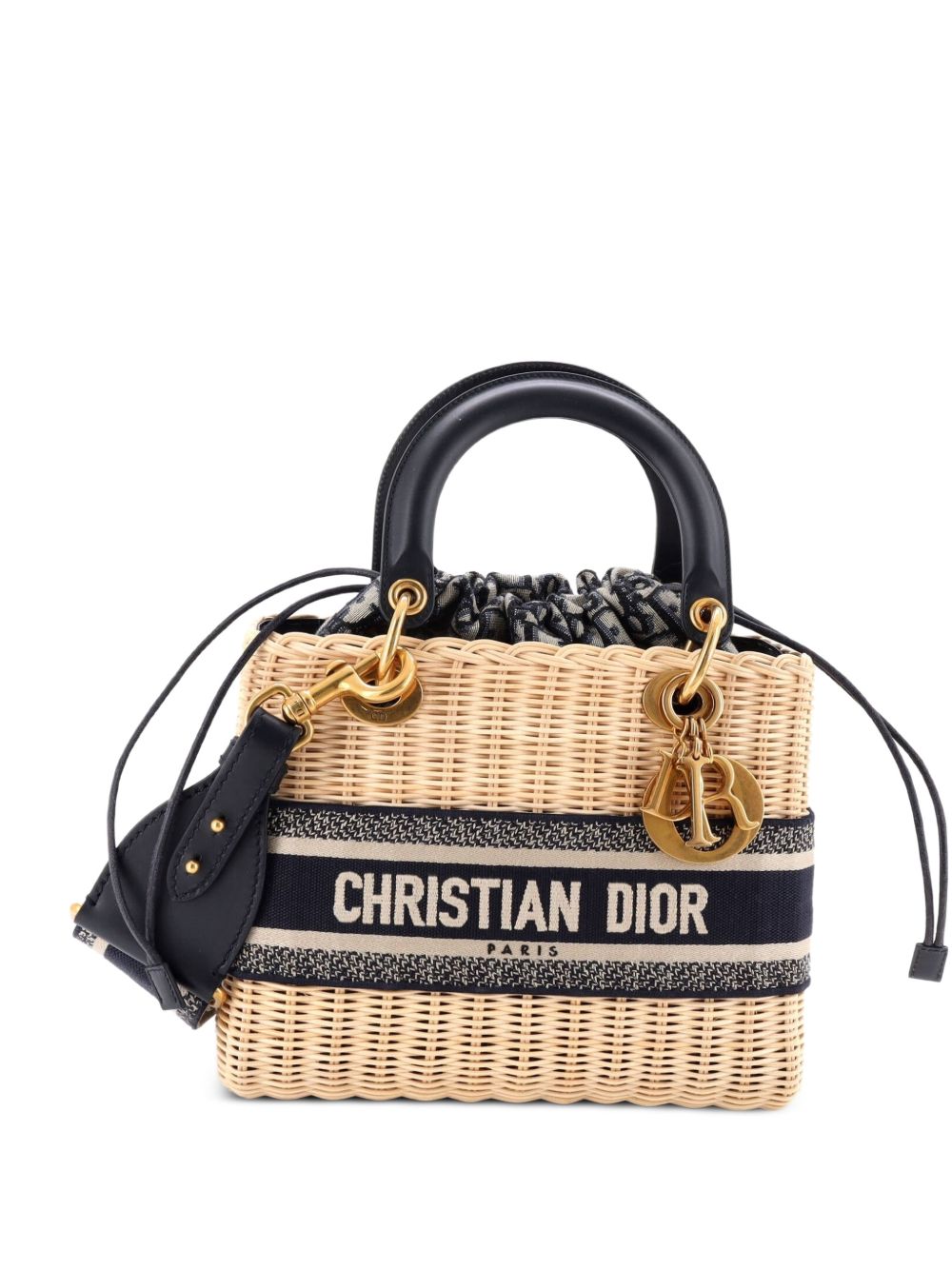 Lady Dior Bag Wicker and Oblique Canvas Medium tote bag