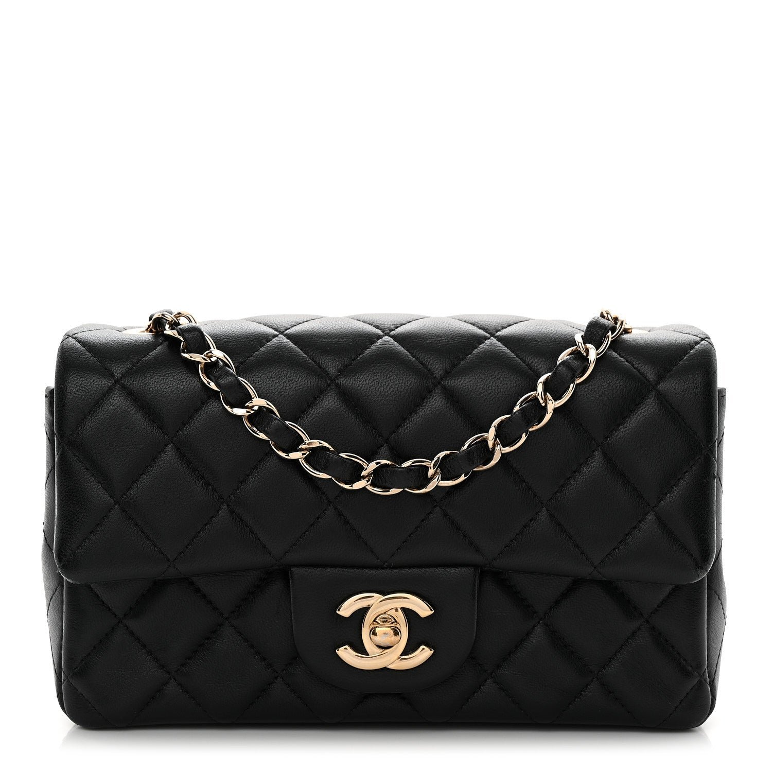 Chanel Lambskin Quilted Mini Rectangular Flap Black