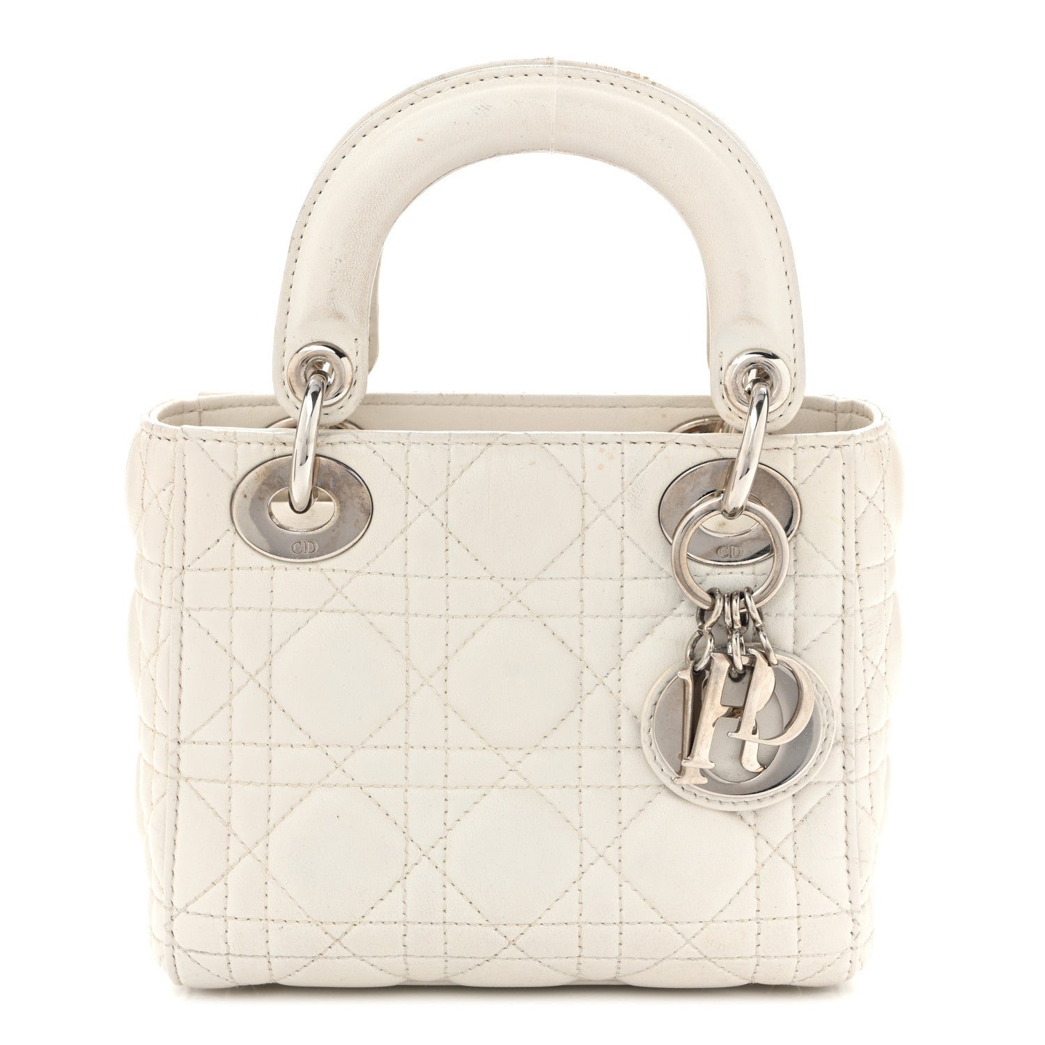 Christian Dior Lambskin Cannage Mini Lady Dior White