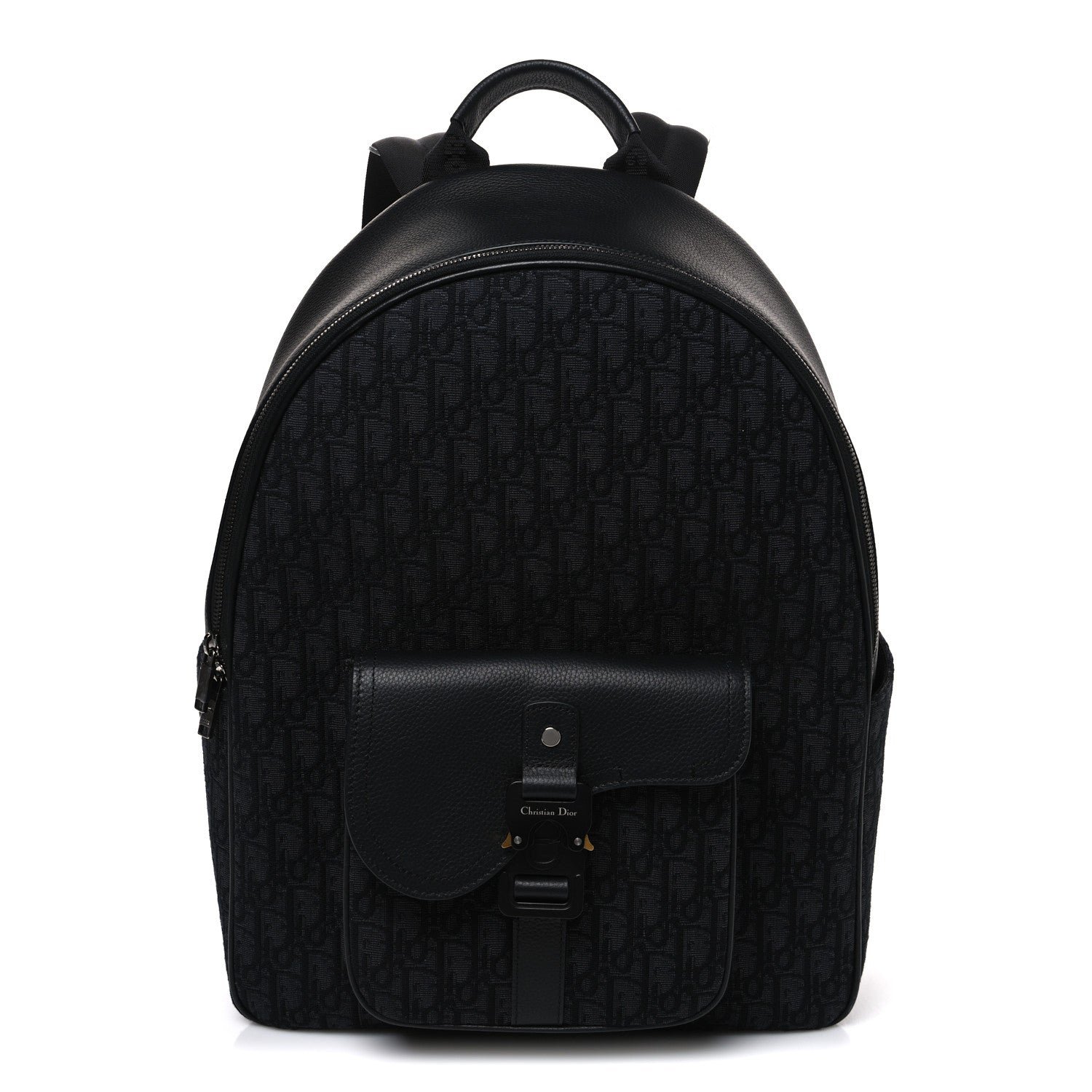 Christian Dior Oblique Jacquard Saddle Zip Backpack Black