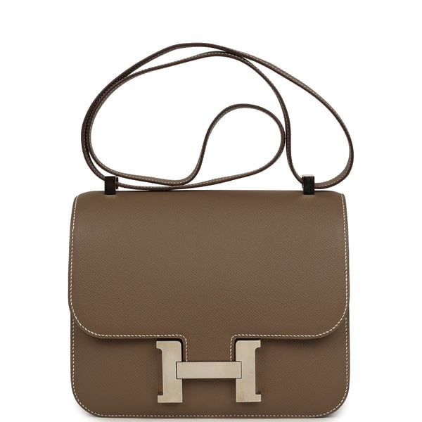 Pre-owned Hermes Constance 24 Etoupe Epsom Palladium Hardware