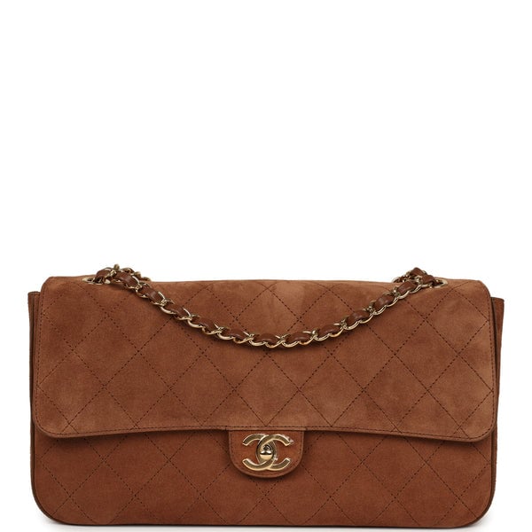 Chanel Maxi "Souplissimo" Small Flap Bag Camel Suede Gold Hardware
