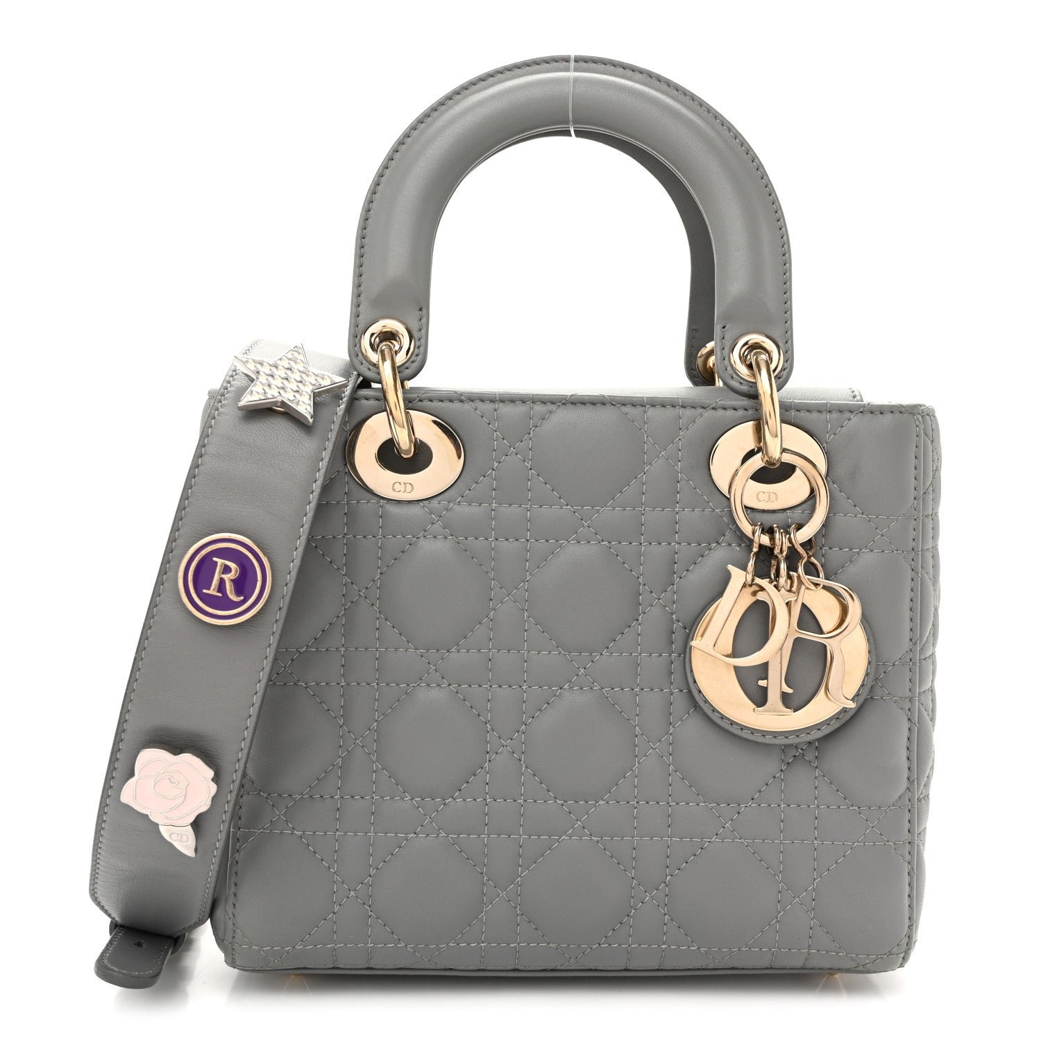 Christian Dior Lambskin Cannage Small My ABCDior Lady Dior Grey