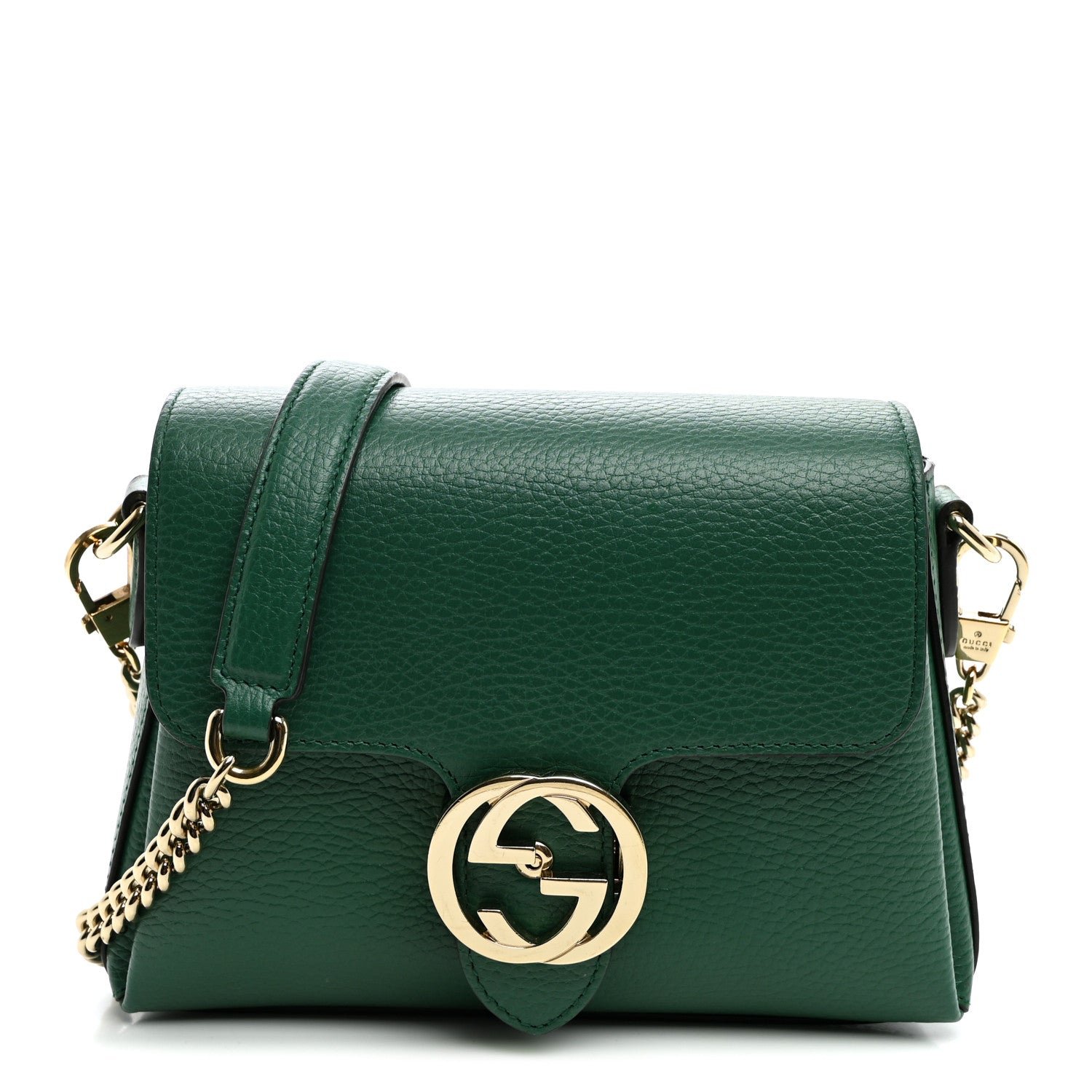 Gucci Dollar Calfskin Interlocking G Crossbody Bag Emerald