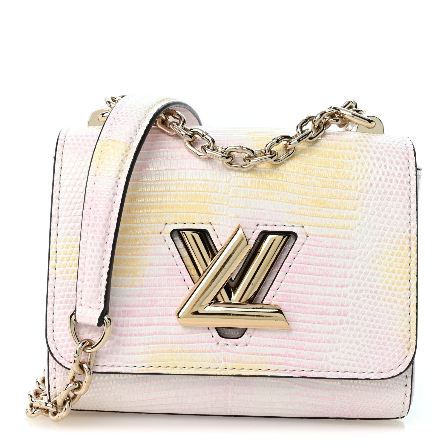 Louis Vuitton Iridescent Lizard Mini Twist Shoulder Bag Pastel Mirage