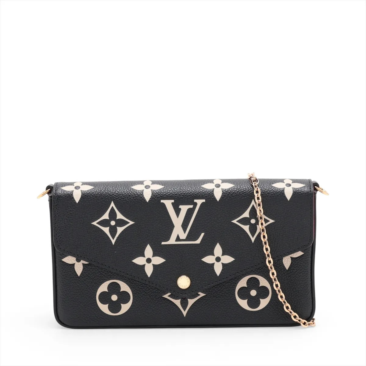 Louis Vuitton bicolor monogram empreinte Pochette Félicie M82479 Black x Beige T
