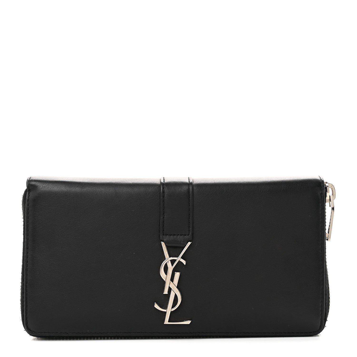 Saint Laurent Calfskin Monogram Large Flap Wallet Black