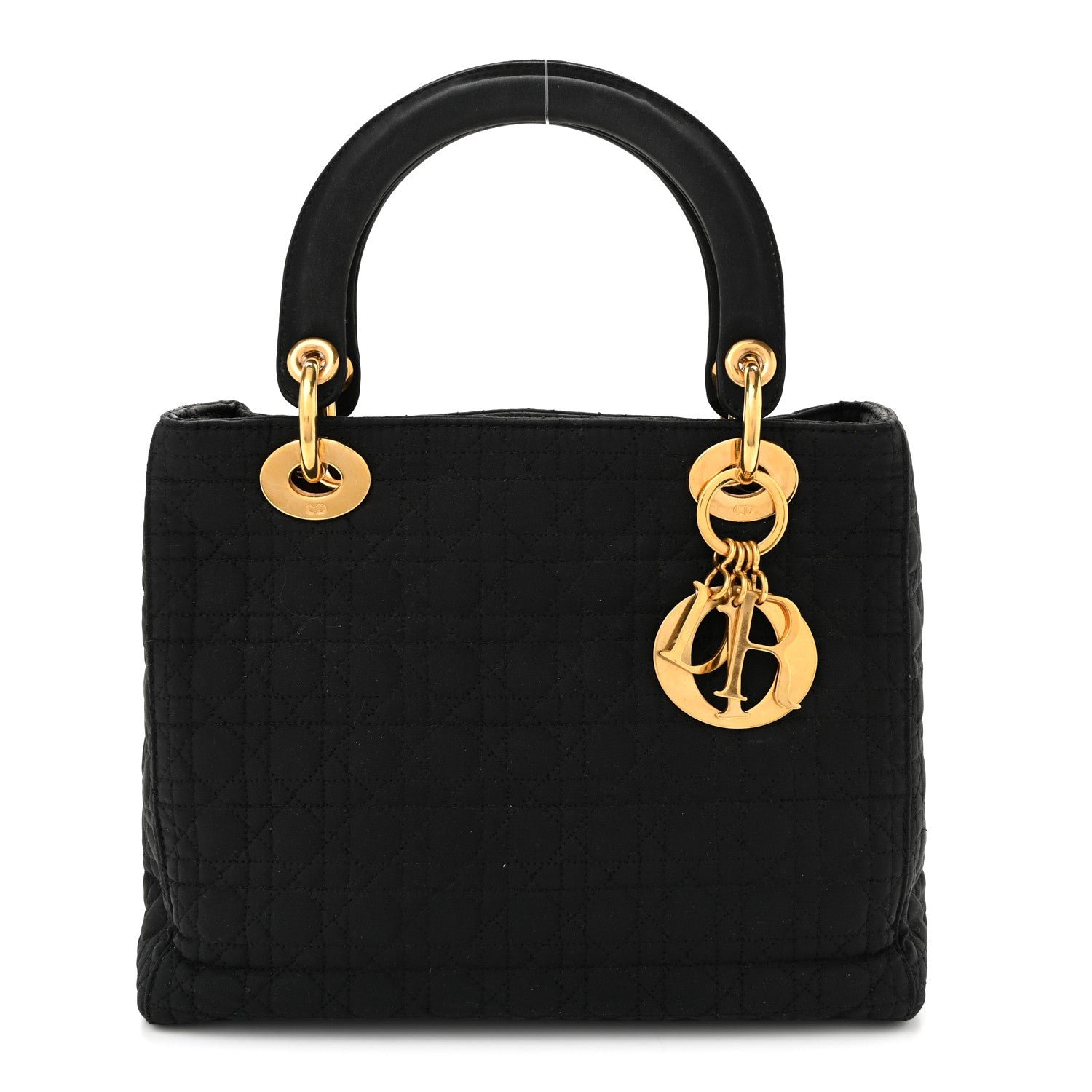 Christian Dior Nylon Cannage Medium Lady Dior Black