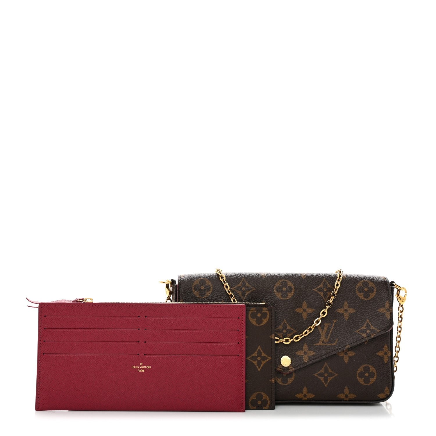Louis Vuitton Monogram Pochette Felicie Chain Wallet Fuchsia