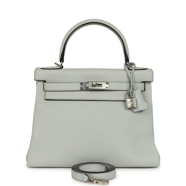 Hermes Hermes Kelly Retourne 28 Bleu Pale Clemence Palladium Hardware