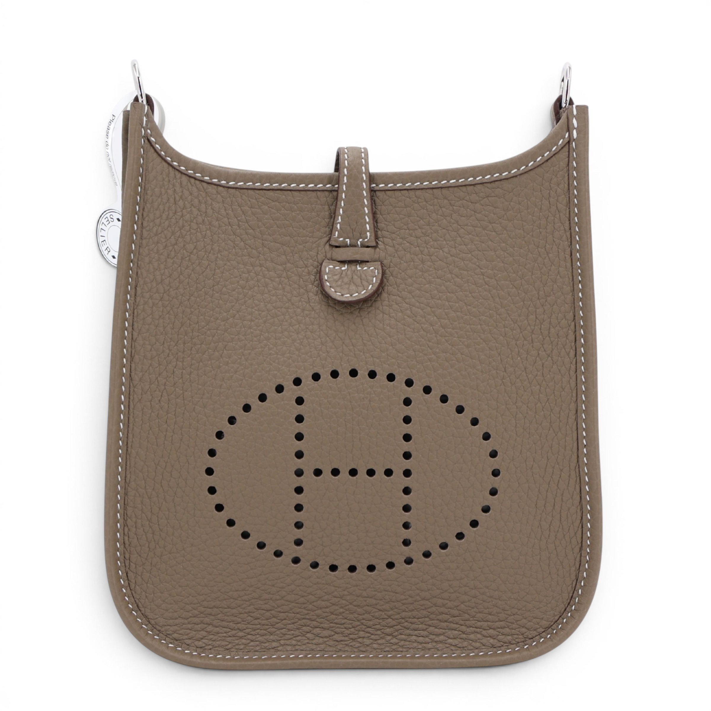 Brand New ( Rank N ) HERMÈS Mini Evelyne 16 Amazone 112cm Etoupe (18) Clemence Palladium hardware K (2025)