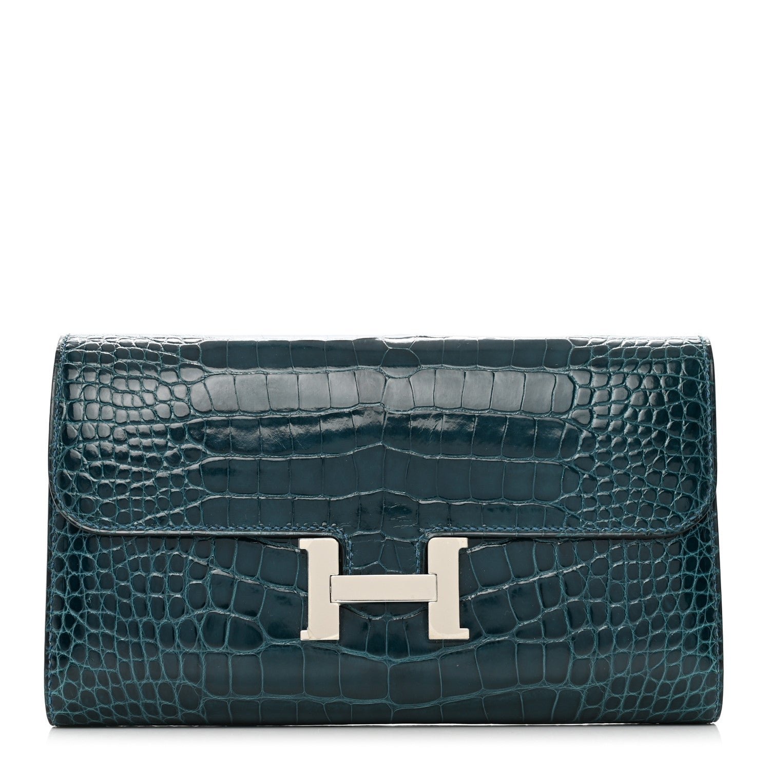 Hermes Shiny Alligator Constance Long Wallet Colvert