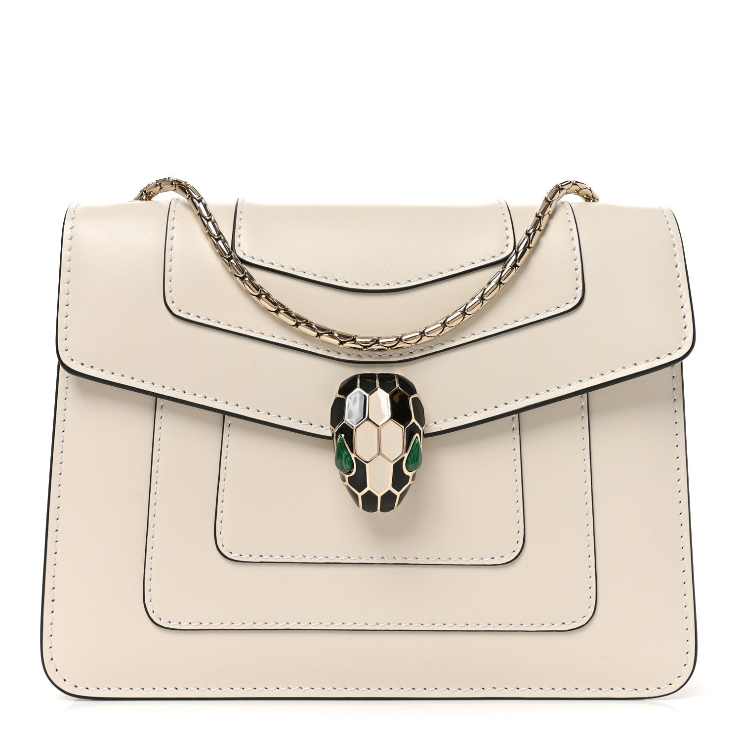 Bulgari Calfskin Small Serpenti Forever Crossbody Bag White Agate