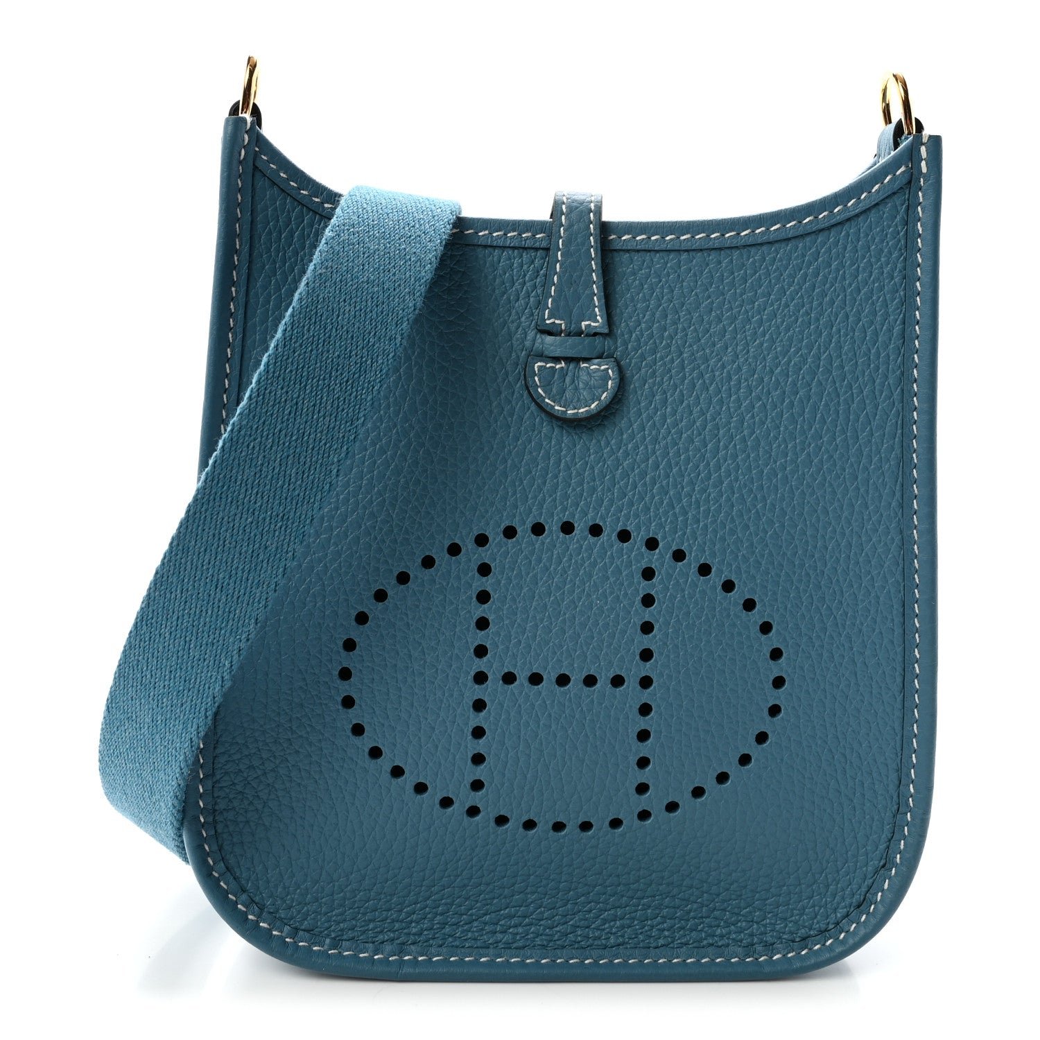 Hermes Taurillon Clemence Evelyne TPM New Blue Jean