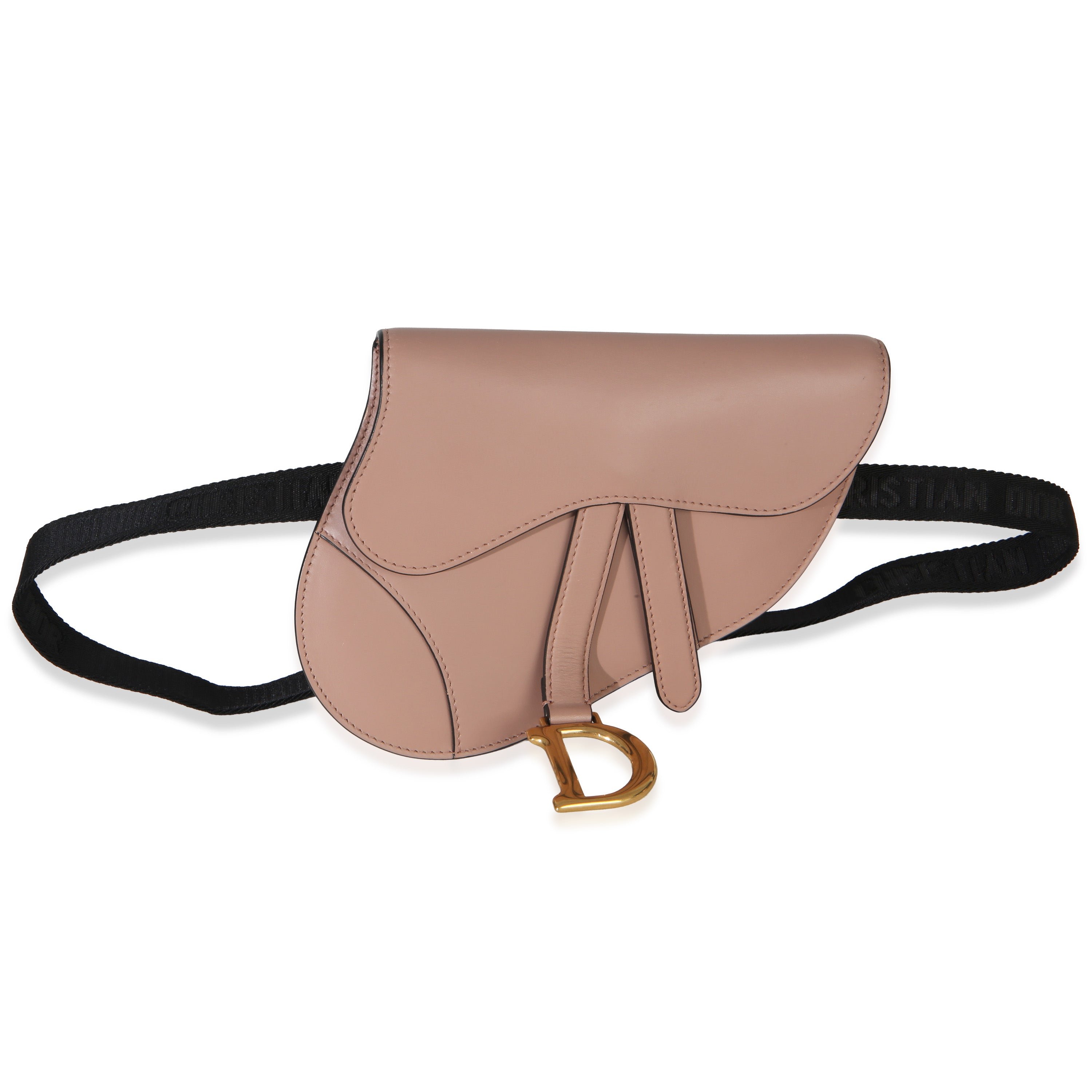 Pink Calfskin Saddle Belt Pouch