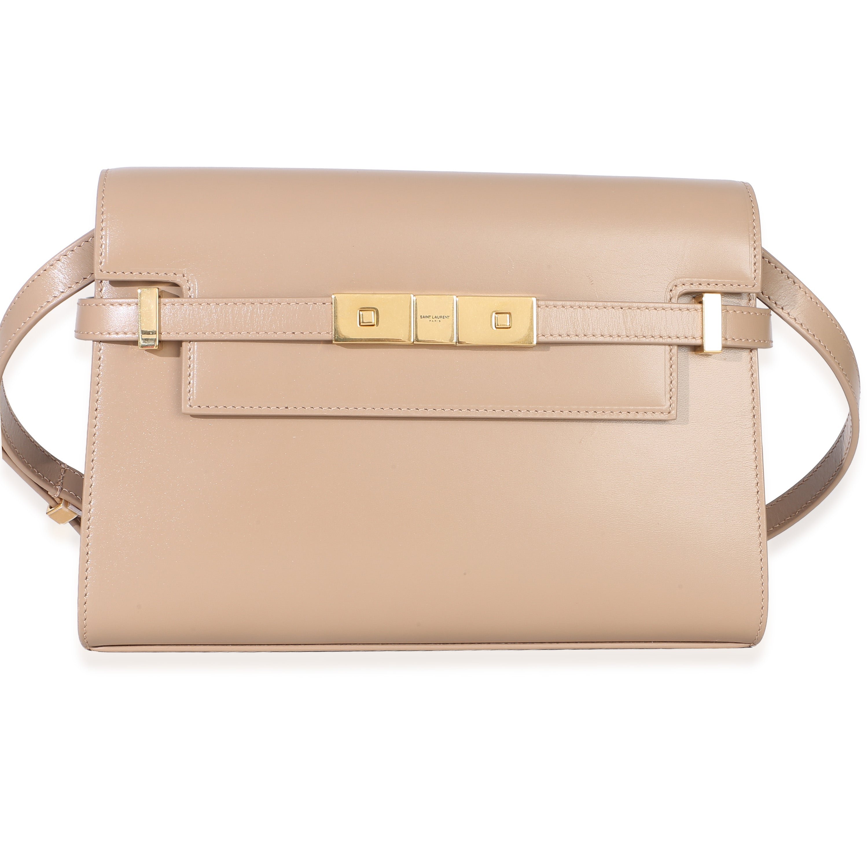 Beige Calfskin Small Manhattan Shoulder Bag