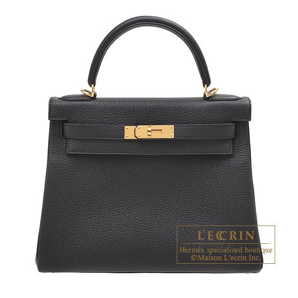 Hermes Kelly bag 28 Retourne Black Togo leather Gold hardware