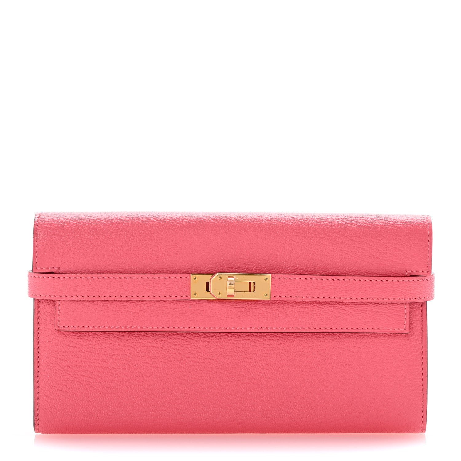 Hermes Chevre Mysore Kelly Longue Wallet Rose Lipstick