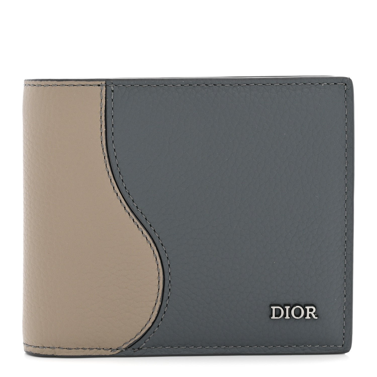 Dior Christian Dior Calfskin Saddle Bifold Wallet Beige Blue