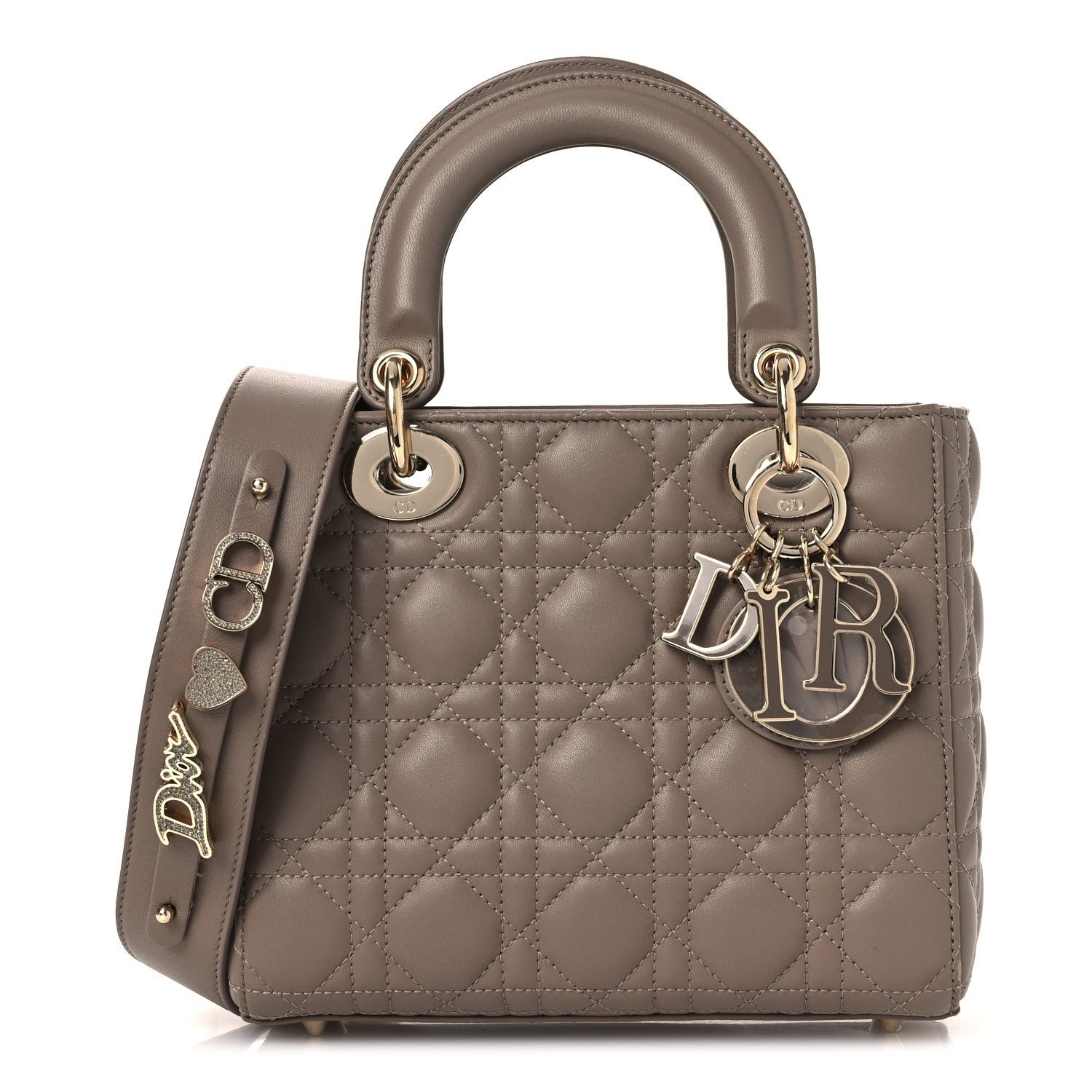 Christian Dior Lambskin Cannage Small My ABCDior Lady Dior Warm Taupe