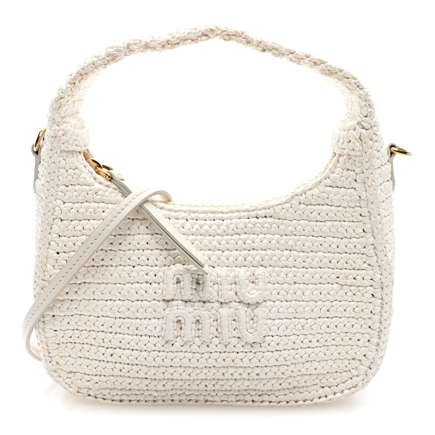 Miu Miu Crochet Mini Wander Hobo White