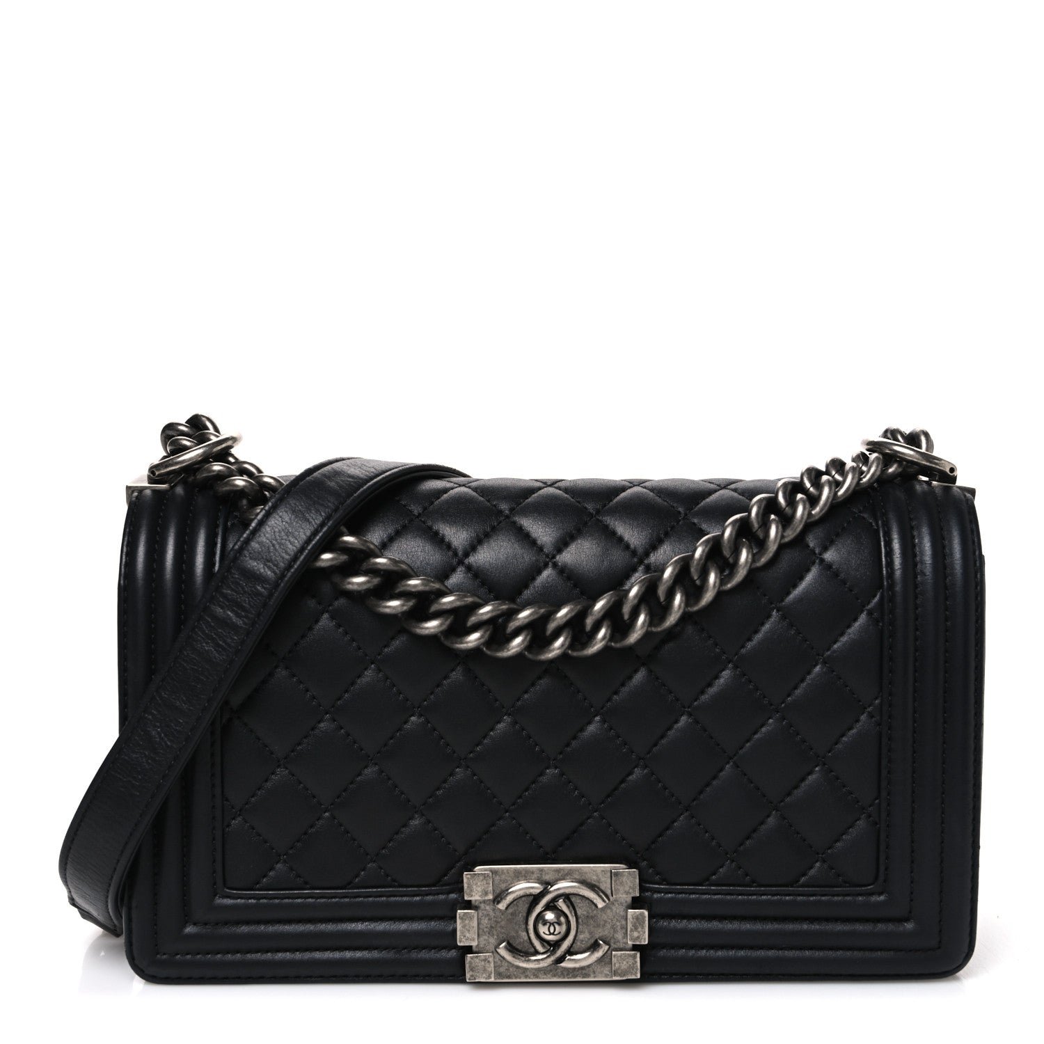 Chanel Lambskin Quilted Medium Boy Flap Black