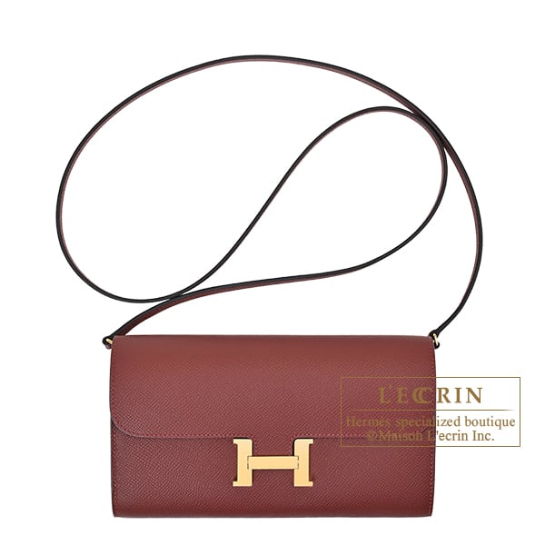 Hermes Constance Long To Go Rouge H Epsom leather Gold hardware