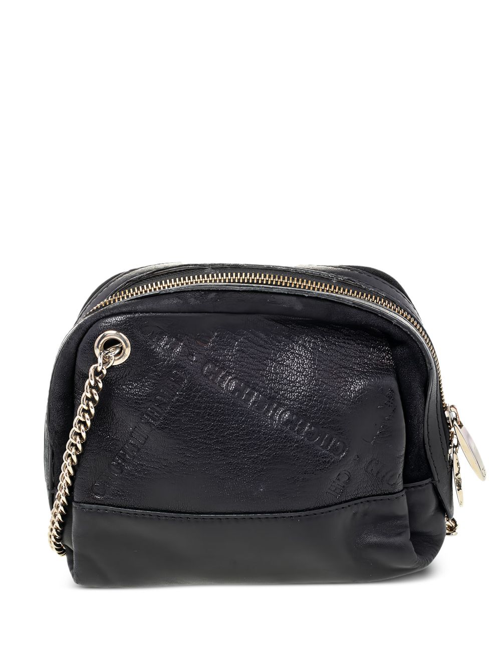 pre-owned logo-embossed leather crossbody bag