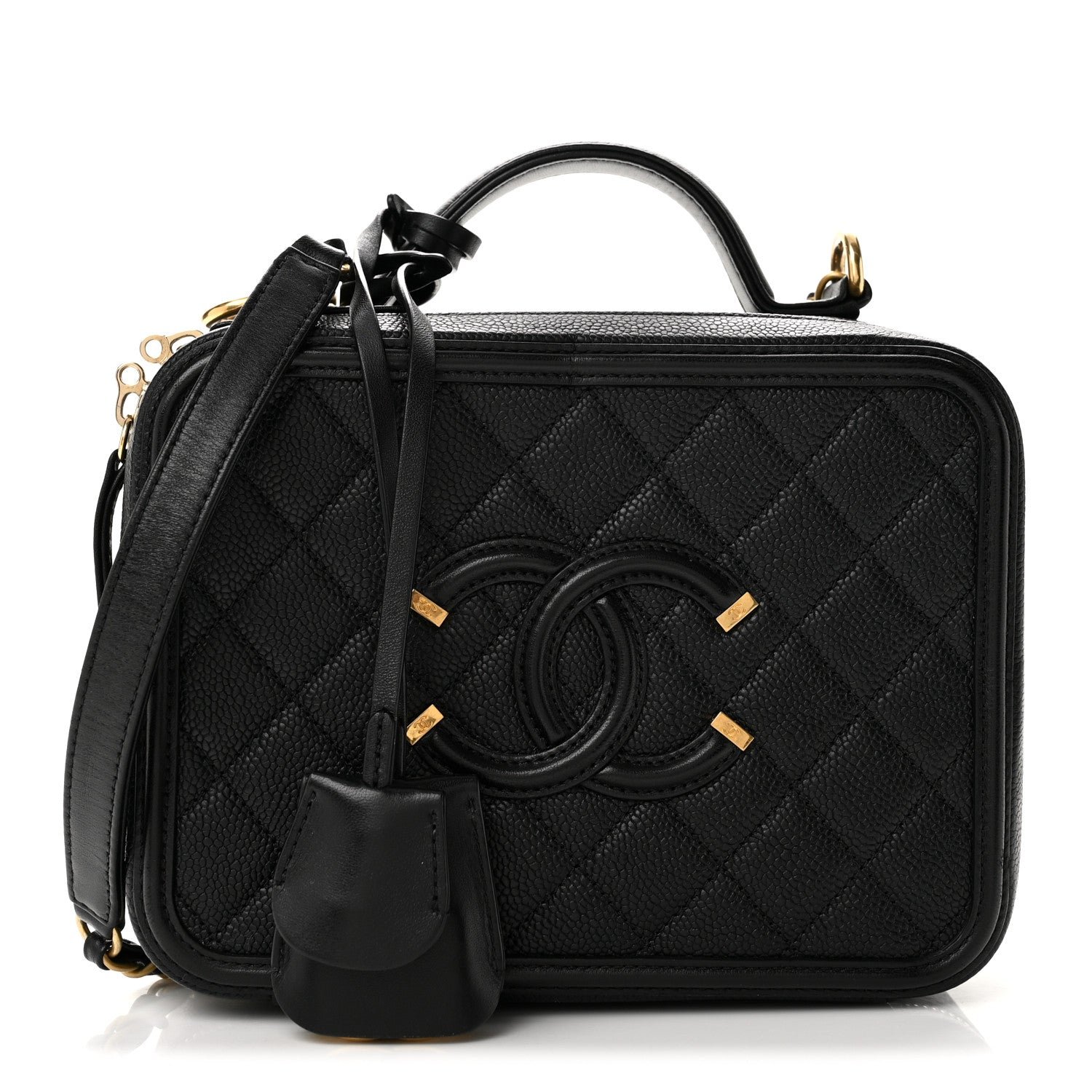 Chanel Caviar Quilted Medium CC Filigree Vanity Case Black