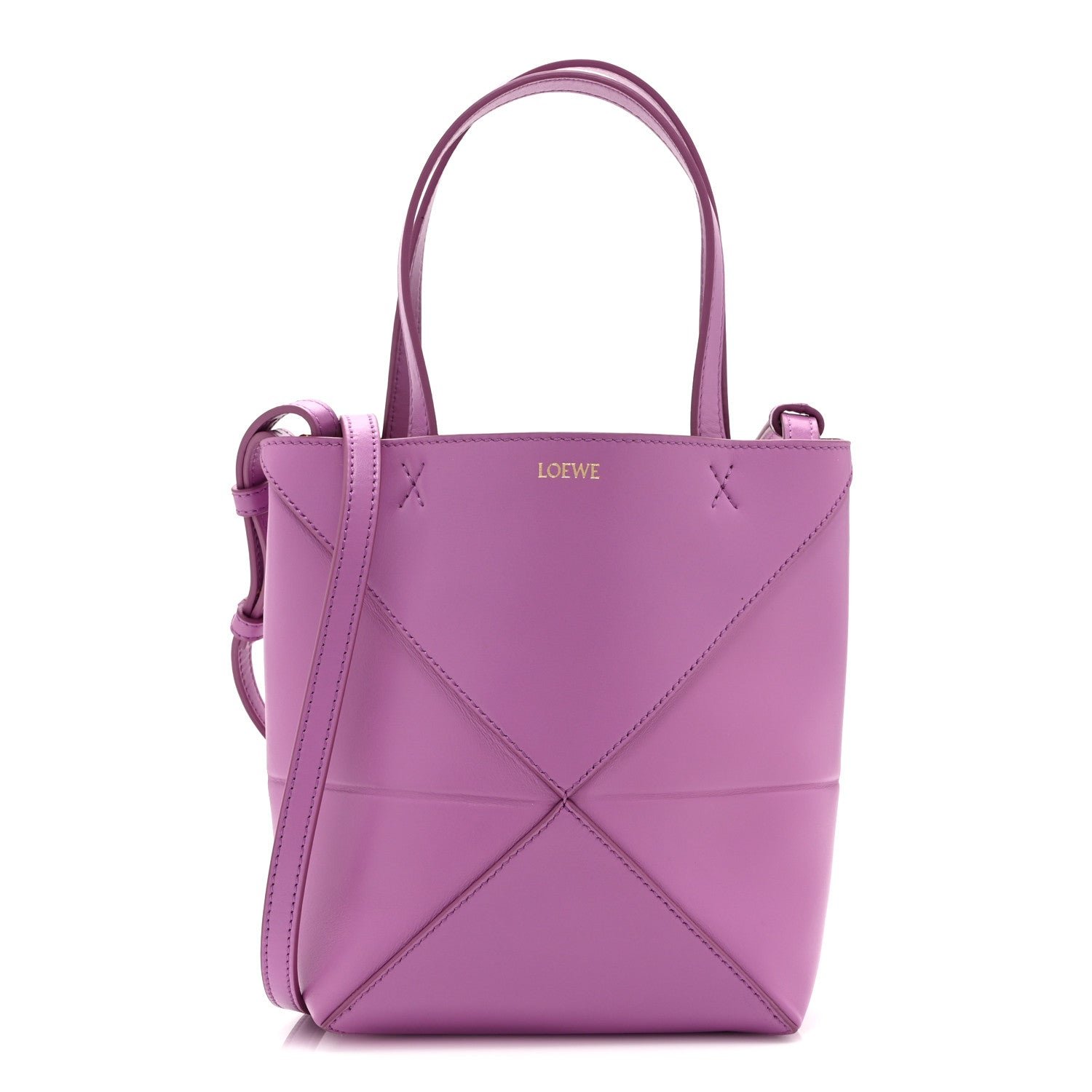 Loewe Shiny Calfskin Mini Puzzle Fold Tote Rockrose
