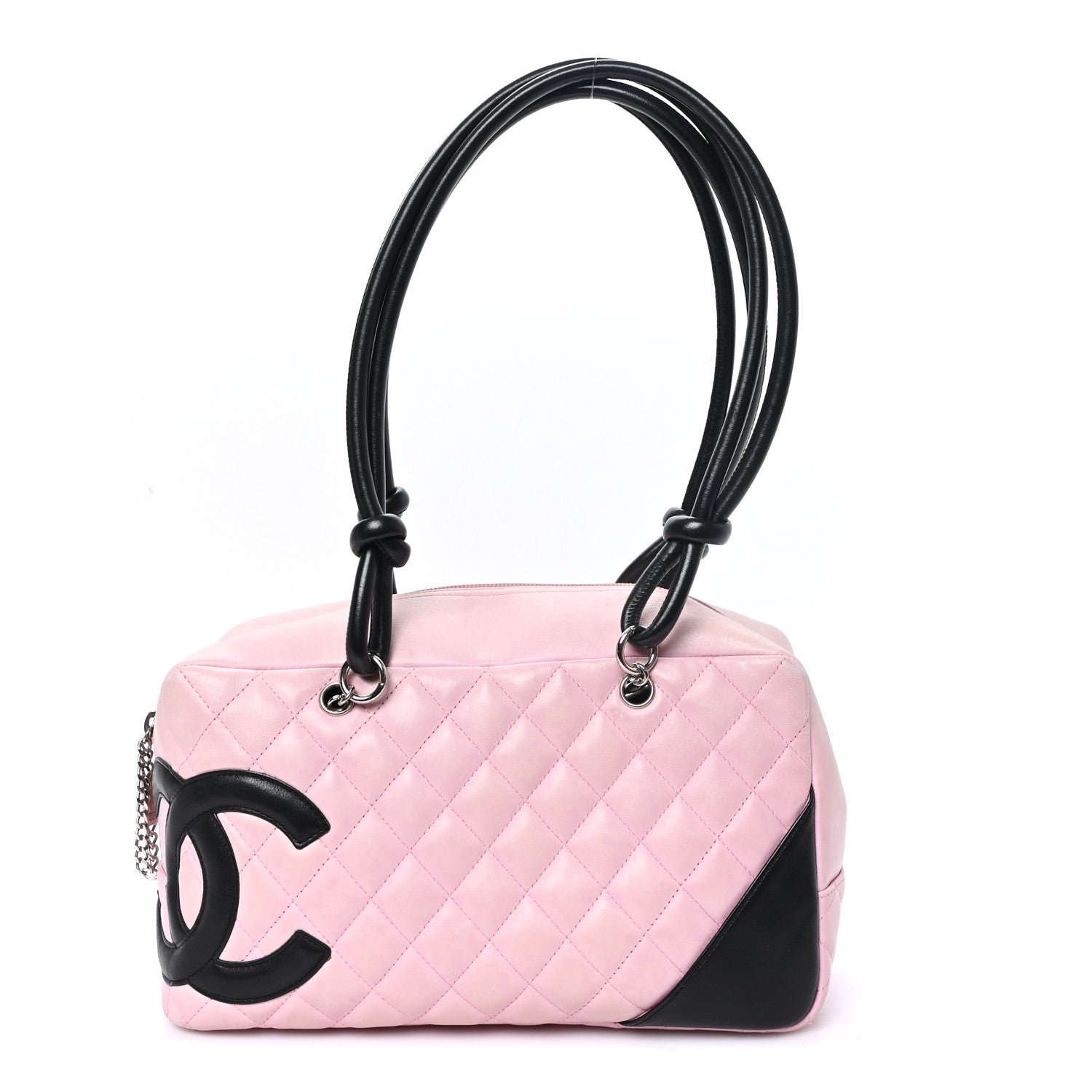 Chanel Calfskin Quilted Large Cambon Bowler Pink Black