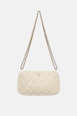 Shearling Barrel Chain Clutch