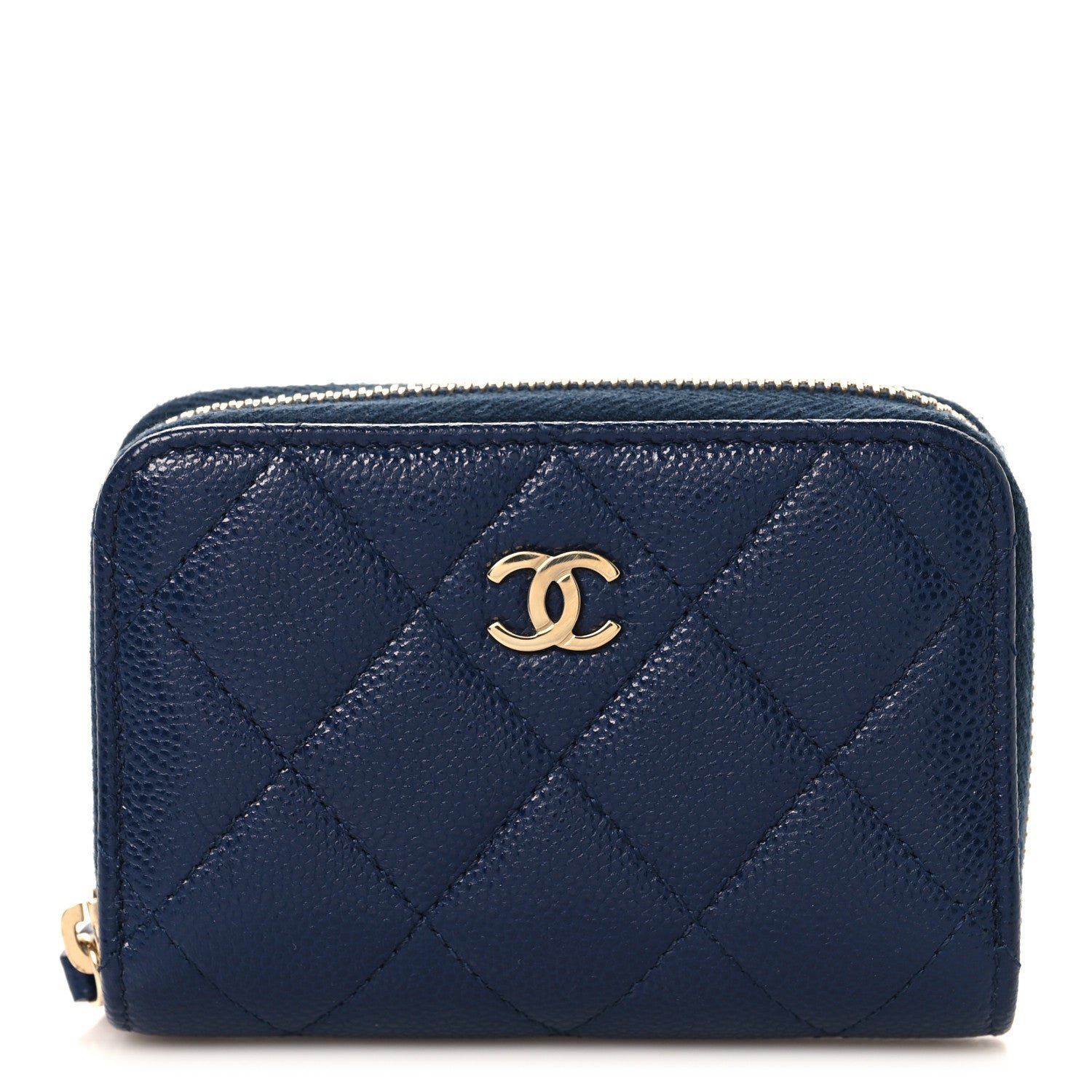 Chanel Caviar Quilted Zip Coin Purse Navy