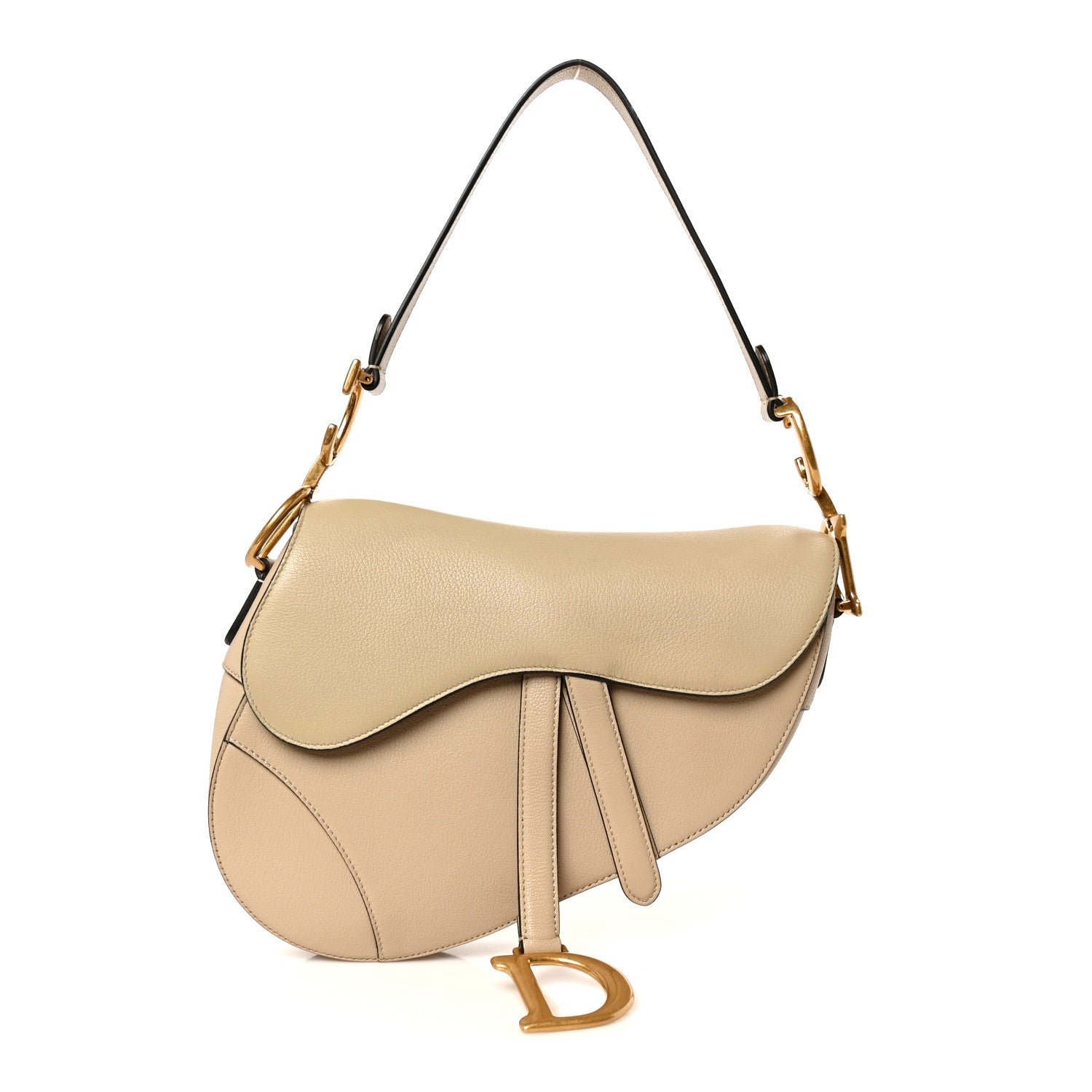 Christian Dior Grained Calfskin Saddle Bag Sable